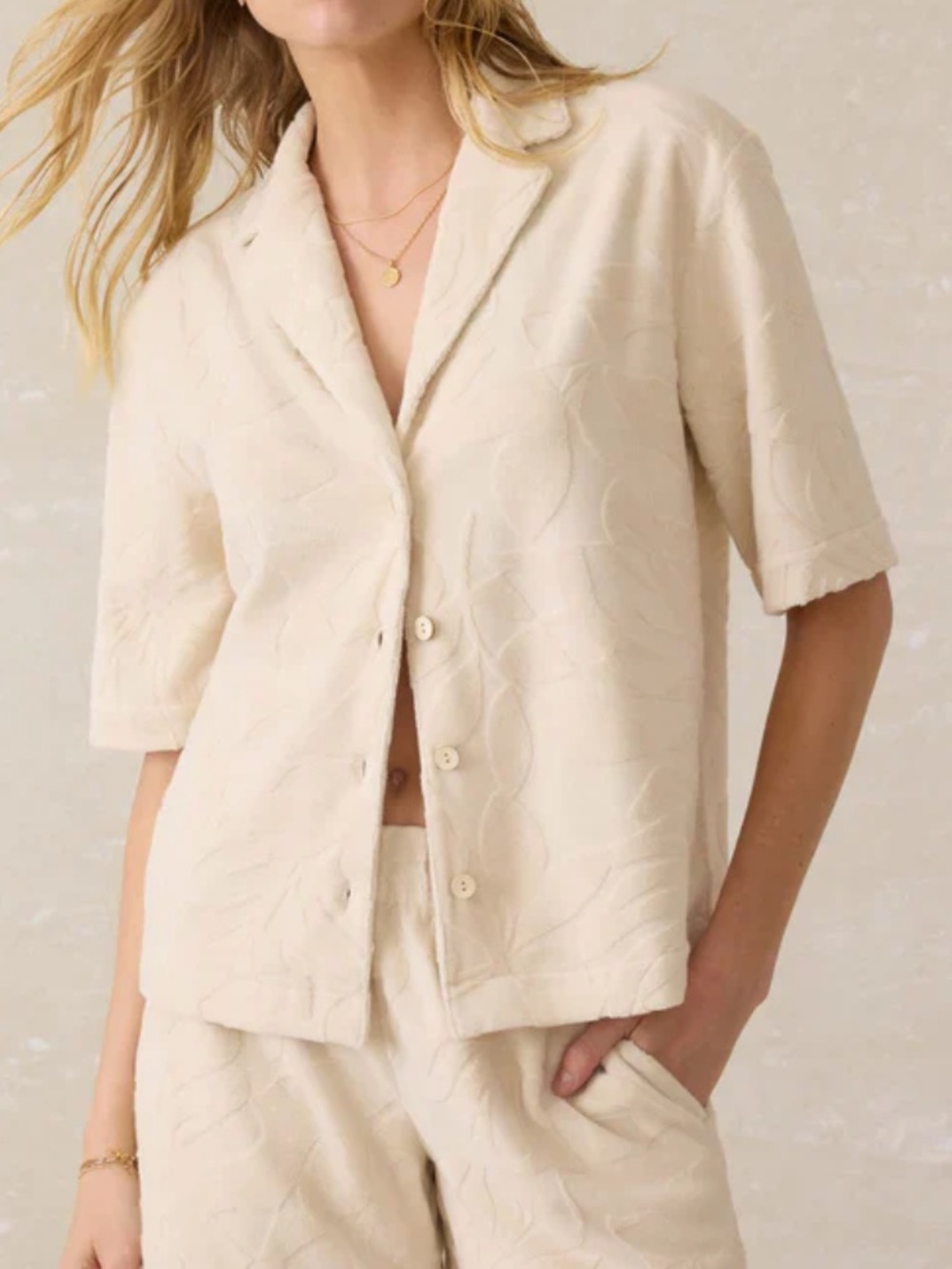 Faherty Cabana Towel Terry Camp Shirt in Marble Poolside Size XXL Beach Vacation